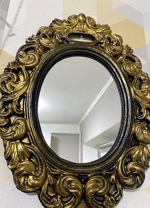 Зеркало золотистое старинное винтажное для фотосессий на подарок настенное
