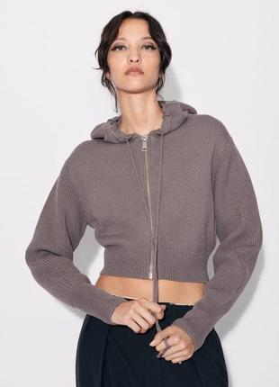 Кардиган женский серый укороченный zara new