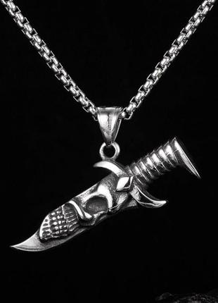 Підвіска, кулон, ланцюжок на шию, унісекс, клинок із титанової сталі 60 см