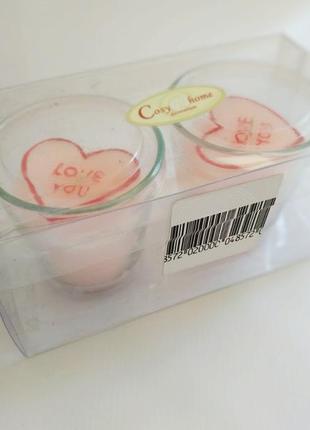 Свечи cozy home 14 февраля в стеклянном стакане 2 шт день святого валентина новый год свеча