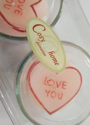 Свечи cozy home 14 февраля в стеклянном стакане 2 шт день святого валентина новый год свеча