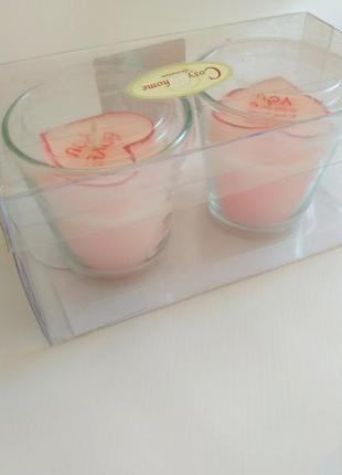 Свечи cozy home 14 февраля в стеклянном стакане 2 шт день святого валентина новый год свеча