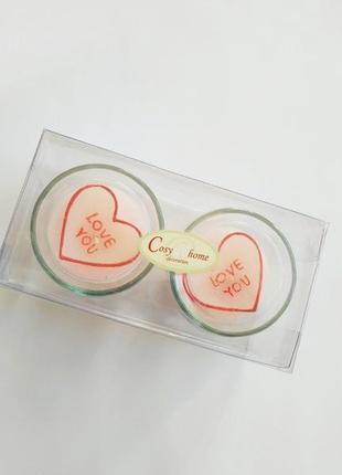 Свечи cozy home 14 февраля в стеклянном стакане 2 шт день святого валентина новый год свеча