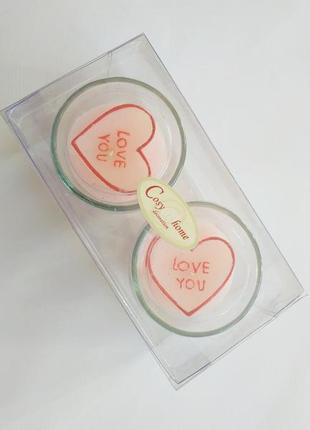 Свечи cozy home 14 февраля в стеклянном стакане 2 шт день святого валентина новый год свеча