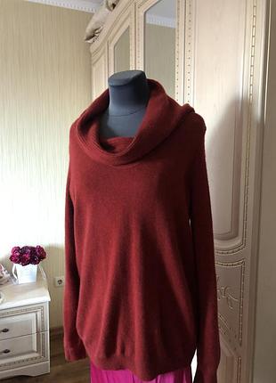 Роскошный кашемировый джемпер свитер оверсайз , натуральный кашемир, цвет терракот