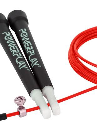 Скакалка швидкісна powerplay 4202 ultra speed rope червона (2,9m.)