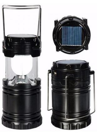 Туристичний ліхтар-лампа на сонячній батареї з павербанком camping mh-5800t (6+1 led). колір: чорний1 фото