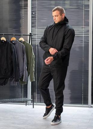 Спортивний костюм плащівка чоловічий чорний