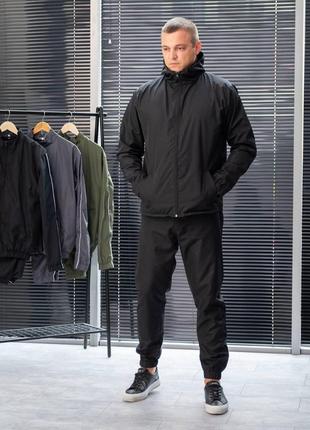Спортивний костюм плащівка чоловічий чорний