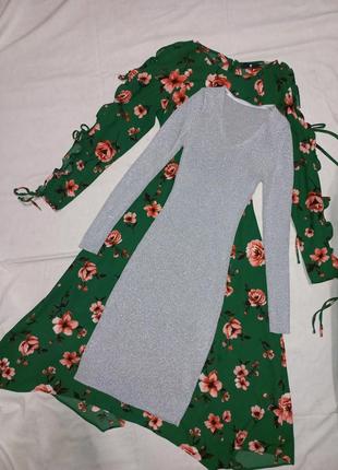 Нарядное платье с люрексовой ниткой, стильное платье в рубчик