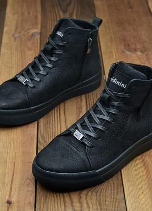 Мужские зимние ботинки / высокие кеды baldinini из натуральной кожи