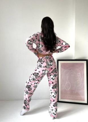 Тепла піжама домашній костюс на флісі 2 кольори теплая пижама на флисе5 фото