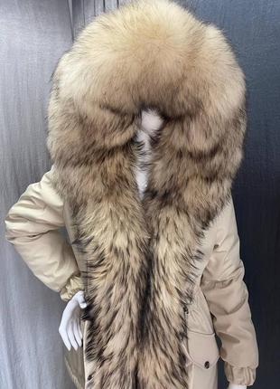 Парка с натуральным мехом финского енота в натуральной расцветке. максимум меха4 фото