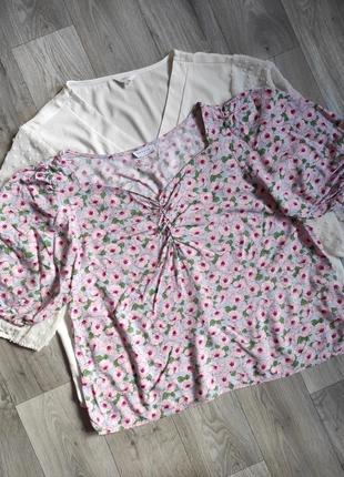 Шикарная блуза стильная модель актуальная принт цветы натуральная3 фото
