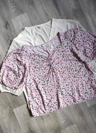 Шикарная блуза стильная модель актуальная принт цветы натуральная2 фото