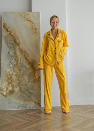 20693 женский домашний костюм пижама велюр jeny желтая