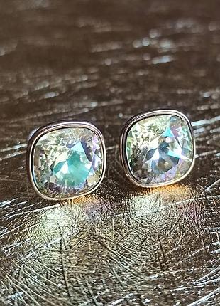 Пусеты медицинское золото с кристаллами камнями сваровски swarovski