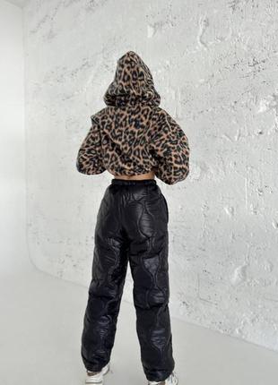 Теплые стеганые брюки карго на холлофайбере с микро флисом, теплые женские брюки на зиму5 фото