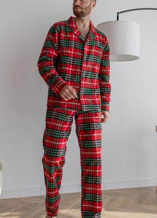 Brandon 20589 пижама мужская байковая качественная отличный подарок мужчине рубашка брюки в клетку