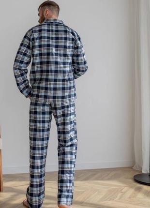 Brandon 20510 піжама чоловіча байкова якісна відмінний подарунок чоловіку сорочка і штани в клітинку6 фото
