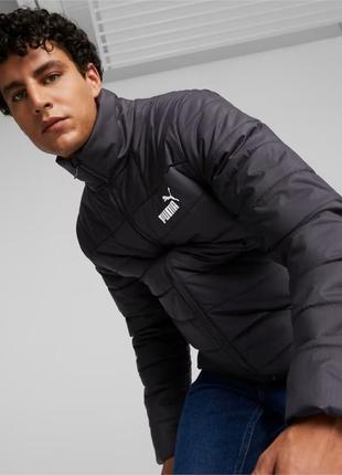 Куртка спортивная мужская puma essentials+ padded 849349 01 (черная, осень-зима, термо, синтетика, лого пума)3 фото