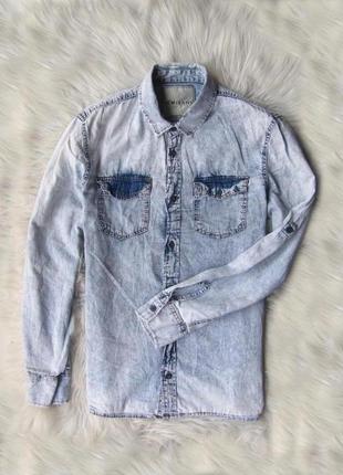 Джинсовая рубашка с длинным рукавом с эффектом потертости lc waikiki
