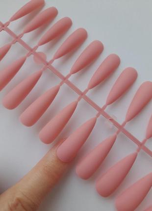 Ногти накладные розовые стилеты матовые, набор накладных ногтей 24 шт3 фото