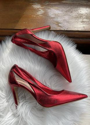 Туфли кожаные праздничные красные eva longoria «утверждающие домохозяйки»