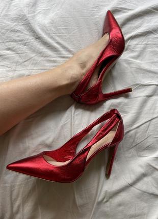Туфли кожаные праздничные красные eva longoria «утверждающие домохозяйки»10 фото