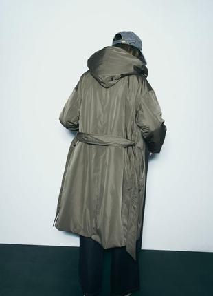 Двубортное стеганое хаки пальто zara new3 фото