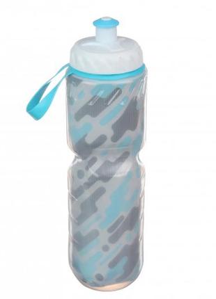 Пляшка для води пластикова блакитна 685мл, спортивна зручна пляшка до школи