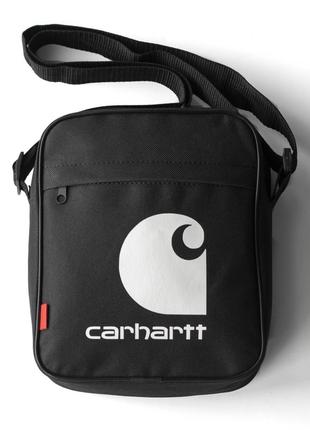 Мужская сумка барсетка через плечо carhartt faton черная тканевая мессенджер