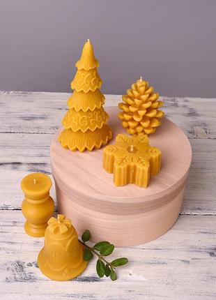 Набір свічок з натурального бджолиного воску "святковий" zigrivay 5шт (нд4)