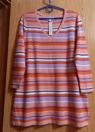 Женский интересный пуловер в полоску