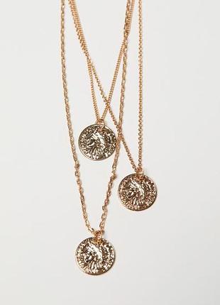 ☀️супер елегантне багаторівневе кольє з монетками від h&m оригінал