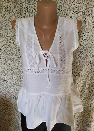 Легкая летняя блуза прошва 100%коттон