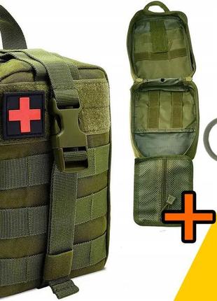 Тактическая поясная сумка быстросъемная аптечка тактическая - олива + тактические медицинские ножницы эсмарха1 фото