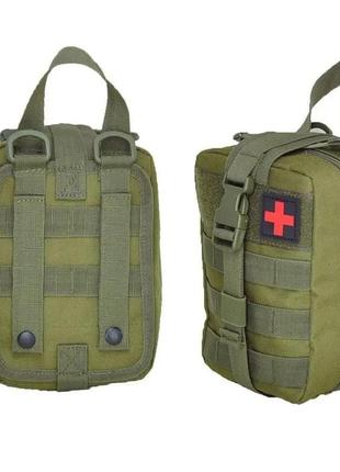 Тактическая поясная сумка быстросъемная аптечка тактическая - олива + тактические медицинские ножницы эсмарха4 фото