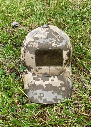 Тактическая кепка пиксель всу, бейсболка пиксель с шевроном, летняя армейская кепка регулируемая + подарок