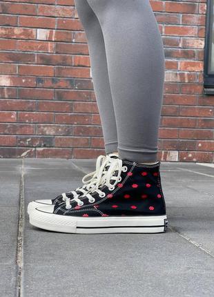 Converse chuck 70 embroidered lips  black a01600c3 фото