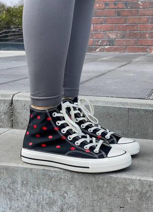 Converse chuck 70 embroidered lips  black a01600c6 фото