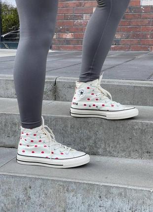 Converse chuck 70 embroidered lips  white a01601c2 фото