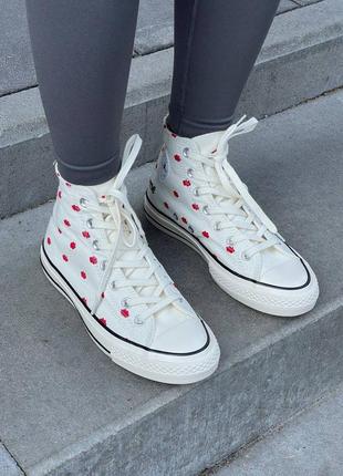 Converse chuck 70 embroidered lips  white a01601c5 фото