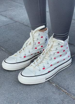 Converse chuck 70 embroidered lips  white a01601c6 фото