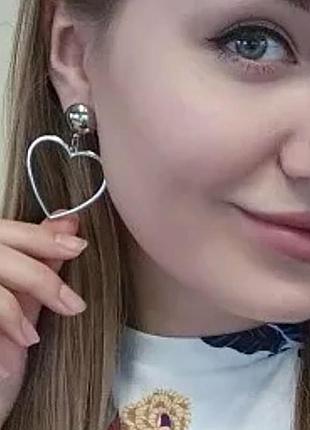 Сережки сердечка сріблясті сережки сережки
