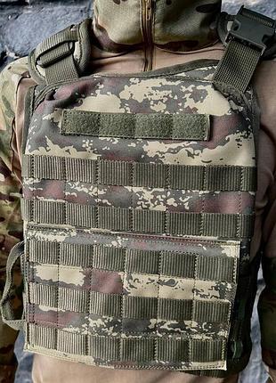 Плитоноска тактическая со стропами molle под плиты 25х30 (пиксель)