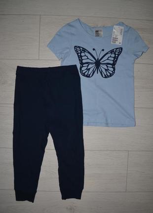 2 - 4 и 4 - 6 лет h&amp;m новая фирменная натуральная пижама девочке с бабочкой2 фото