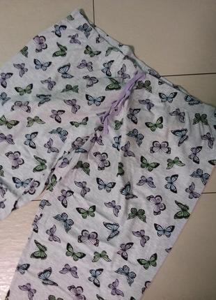 Пижамные трикотажные брюки в принт бабочка 18-20 размера2 фото