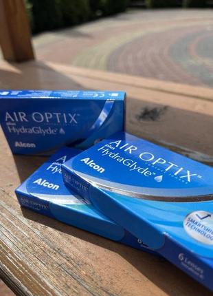 Линзы alcon air optix plus hydraglyde 3 шт, діоптрія +0,752 фото