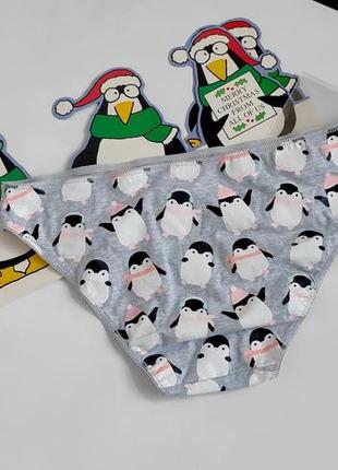 Фирменные хлопковые трусики с пингвинами новые бренд - sinsay ® m-l9 фото